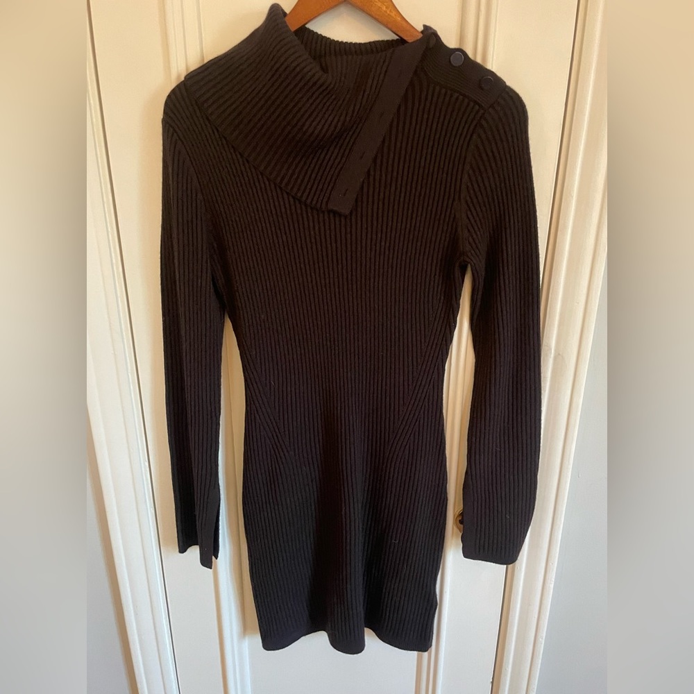 Equipment Femme sweater dress with button turtleneck